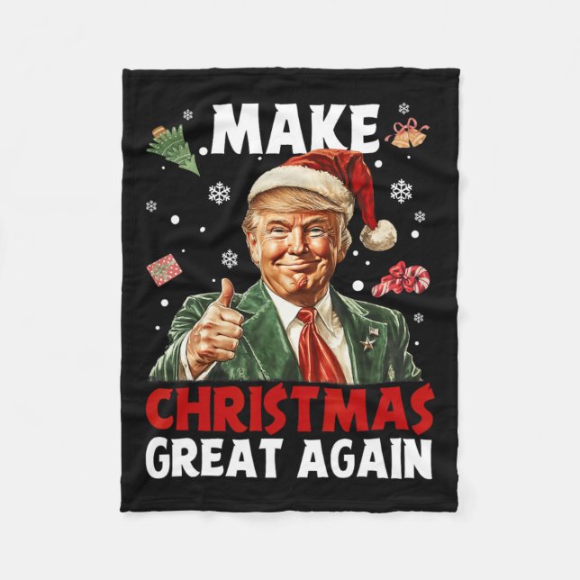 Make Christmas Great Again Santa Funny Trump Xmas  Fleece Blanket (Front)