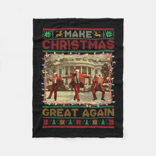 Make Christmas Great Again Santa Funny Trump Xmas Fleece Blanket