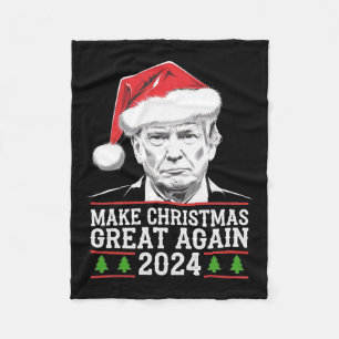 Make Christmas Great Again Santa Funny Trump Xmas Fleece Blanket