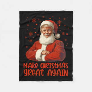 Make Christmas Great Again Santa Funny Trump Xmas  Fleece Blanket