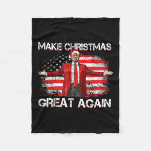 Make Christmas Great Again Santa Funny Trump Xmas Fleece Blanket