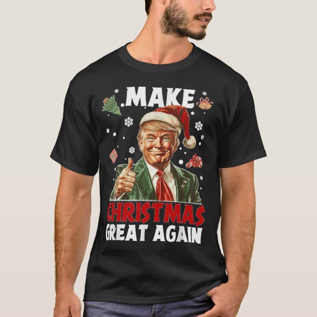 Make Christmas Great Again Santa Funny Trump Xmas  T-Shirt (Front)