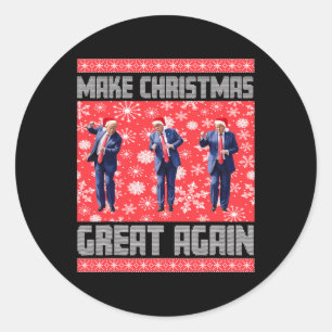 Make Christmas Great Again Santa Trump Dance Ugly Classic Round Sticker