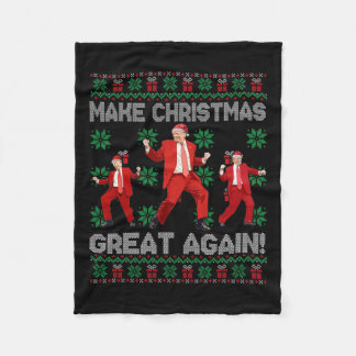 Make Christmas Great Again Santa Trump Dance Ugly Fleece Blanket