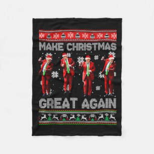 Make Christmas Great Again Santa Trump Dance Ugly Fleece Blanket