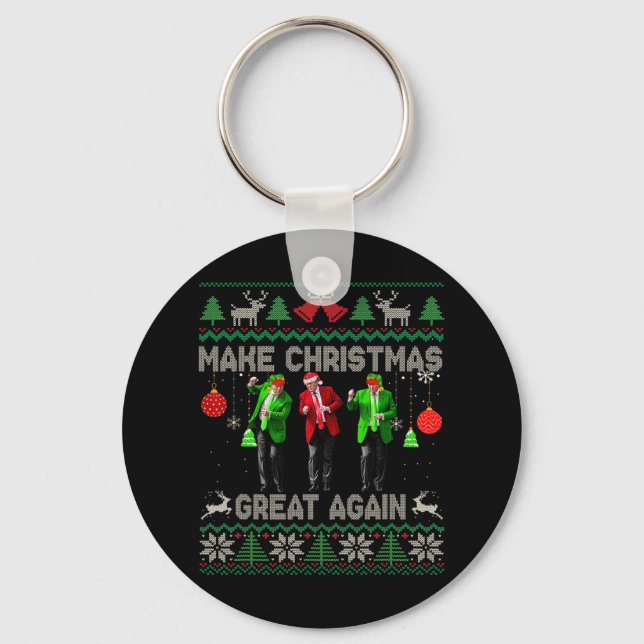 Make Christmas Great Again Santa Trump Dance Ugly  Key Ring (Front)