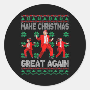 Make Christmas Great Again Santa Trump Dance Xmas Classic Round Sticker