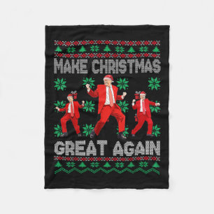 Make Christmas Great Again Santa Trump Dance Xmas Fleece Blanket