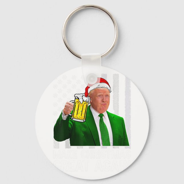 Make Christmas Great Again Shirt Beer Drinking Xma Key Ring (Front)