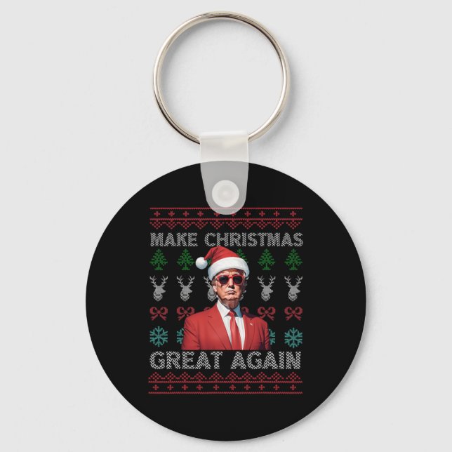 Make Christmas Great Again Trump Christmas Funny 2 Key Ring (Front)