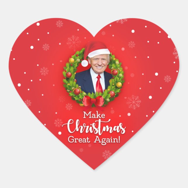 Make Christmas Great Again Trump MAGA funny gift Heart Sticker (Front)