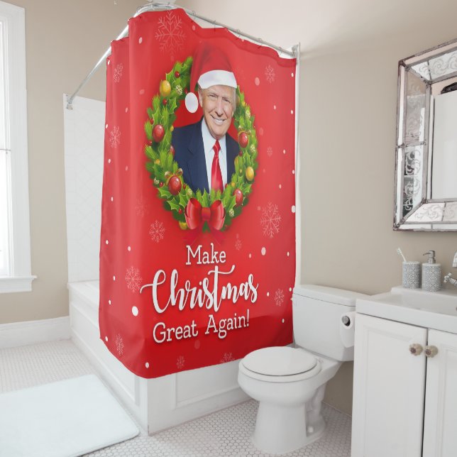Make Christmas Great Again Trump MAGA funny gift Shower Curtain (In Situ)