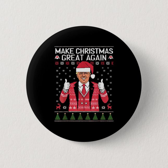 Make Christmas Great Again Trump Pajamas Ugly  6 Cm Round Badge (Front)