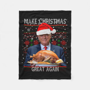 Make Christmas Great Again Trump Pajamas Ugly Prem Fleece Blanket