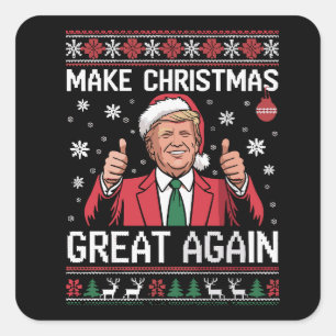 Make Christmas Great Again Trump Pyjamas Ugly Xmas Square Sticker