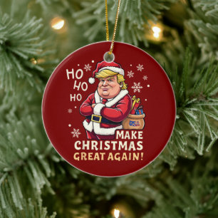 Make Christmas Great Again Trump Santa Claus Ceramic Tree Decoration