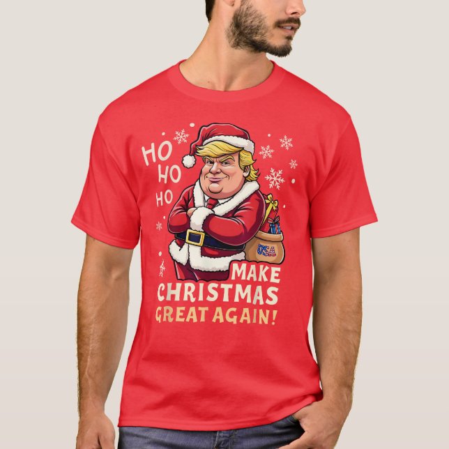 Make Christmas Great Again | Trump Santa Claus Red T-Shirt (Front)