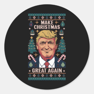 Make Christmas Great Again Trump Ugly Christmas Sw Classic Round Sticker