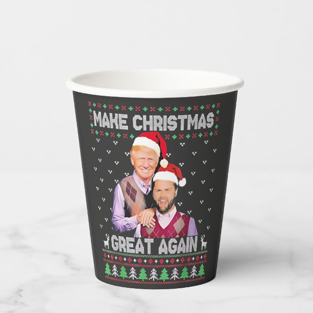 Make Christmas Great Again Trump Vance Xmas  Paper Cups (Front)