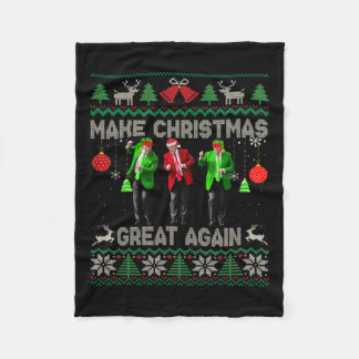 Make Christmas Great Again Ugly Sweaters Funny Tru Fleece Blanket