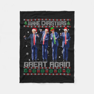 Make Christmas Great Again Ugly Sweaters Trump Dan Fleece Blanket