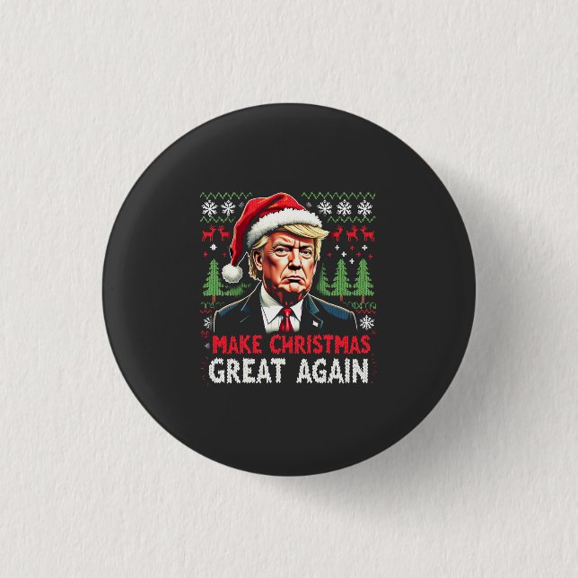 Make Christmas Great Again Ugly Xmas Sweater Trump 3 Cm Round Badge (Front)