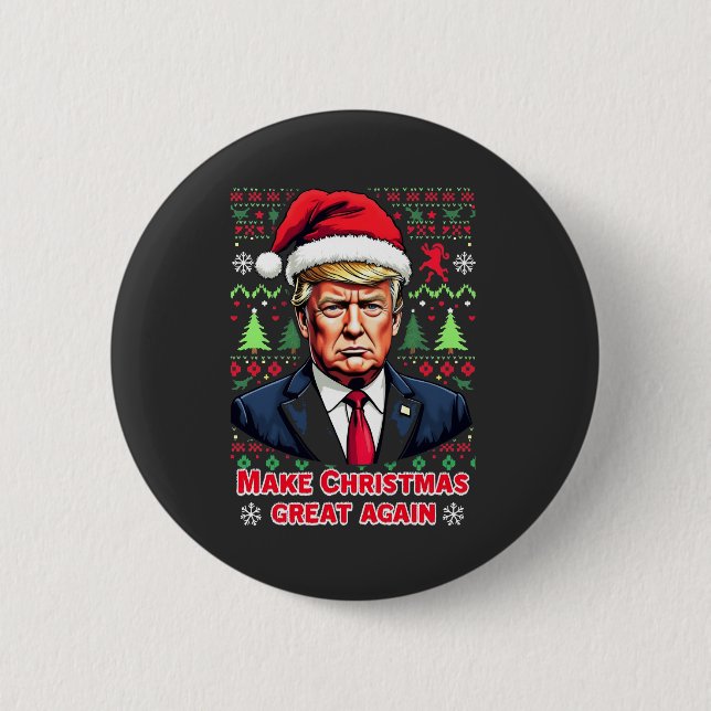 Make Christmas Great Again Ugly Xmas Sweater trump 6 Cm Round Badge (Front)
