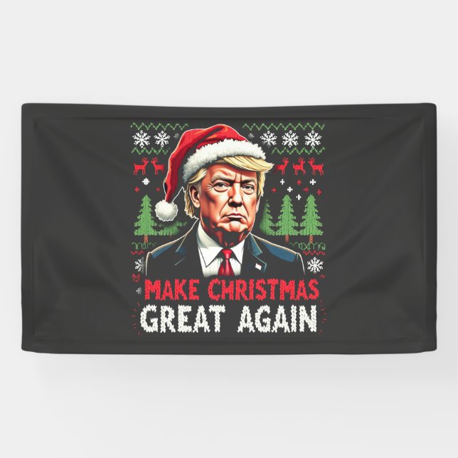 Make Christmas Great Again Ugly Xmas Sweater Trump Banner (Horizontal)