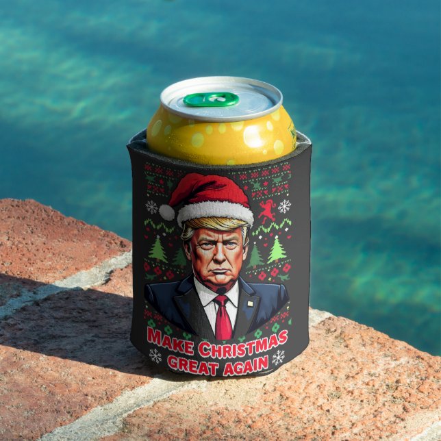 Make Christmas Great Again Ugly Xmas Sweater trump Can Cooler (In Situ Pool)