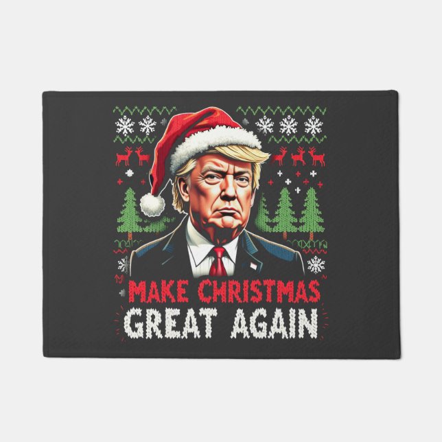 Make Christmas Great Again Ugly Xmas Sweater Trump Doormat (Front)