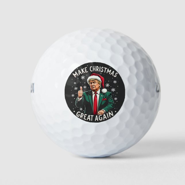 Make Christmas Great Again Ugly Xmas Sweater Trump Golf Balls (Front)