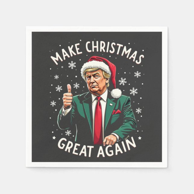 Make Christmas Great Again Ugly Xmas Sweater Trump Napkin (Front)