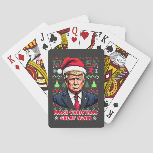 Make Christmas Great Again Ugly Xmas Sweater trump Playing Cards (Back)