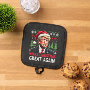 Make Christmas Great Again Ugly Xmas Sweater Trump Pot Holder
