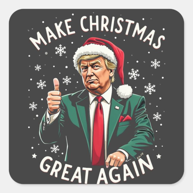 Make Christmas Great Again Ugly Xmas Sweater Trump Square Sticker (Front)