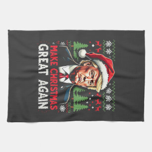 Make Christmas Great Again Ugly Xmas Sweater Trump Tea Towel