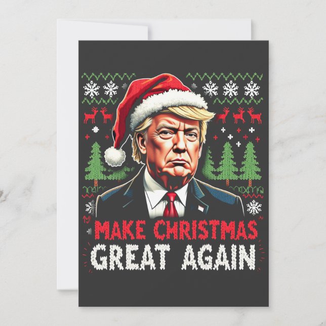 Make Christmas Great Again Ugly Xmas Sweater Trump Thank You Card (Front)