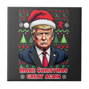 Make Christmas Great Again Ugly Xmas Sweater trump Tile