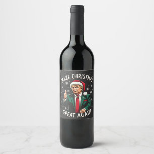 Make Christmas Great Again Ugly Xmas Sweater Trump Wine Label