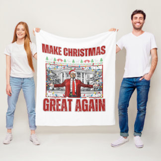 Make Christmas Great Again Xmas Funny dady's home Fleece Blanket