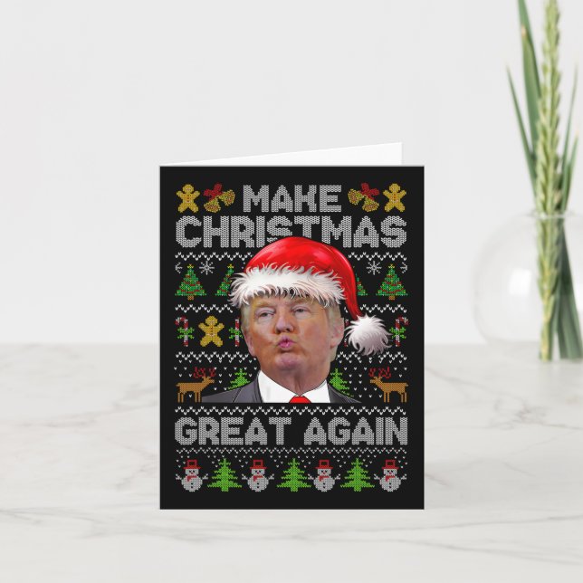 Make Christmas Great Again Xmas Funny Trump Pajama Card (Front)