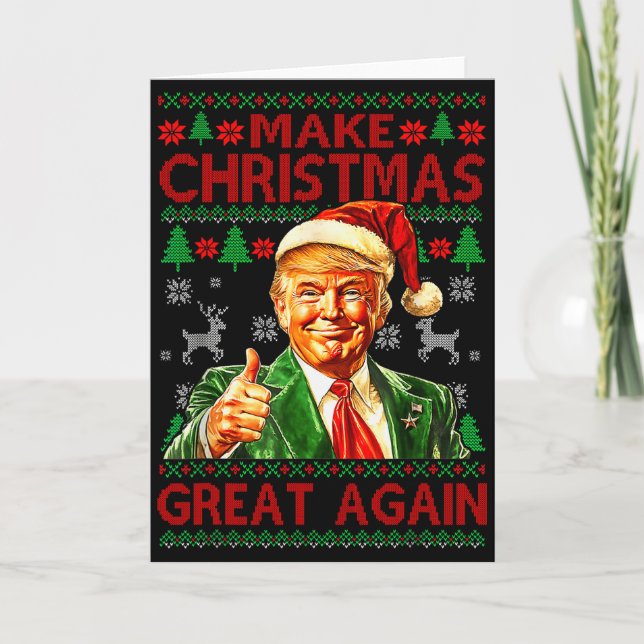 Make Christmas Great Again Xmas Funny Trump Pajama Card (Front)