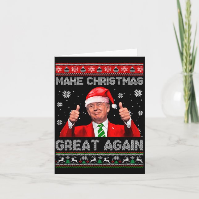 Make Christmas Great Again Xmas Funny Trump Pajama Card (Front)