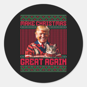 Make Christmas Great Again Xmas Funny Trump Pajama Classic Round Sticker