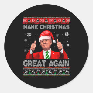 Make Christmas Great Again Xmas Funny Trump Pajama Classic Round Sticker