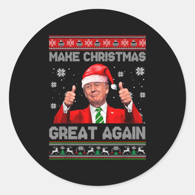 Make Christmas Great Again Xmas Funny Trump Pajama Classic Round Sticker (Front)