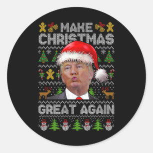 Make Christmas Great Again Xmas Funny Trump Pajama Classic Round Sticker