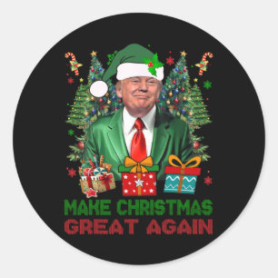 Make Christmas Great Again Xmas Funny Trump Pajama Classic Round Sticker