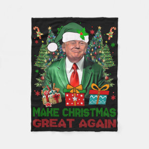 Make Christmas Great Again Xmas Funny Trump Pajama Fleece Blanket