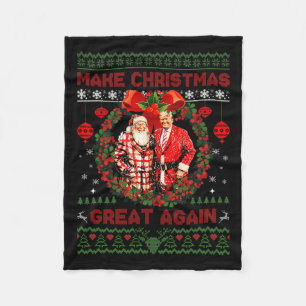Make Christmas Great Again Xmas Funny Trump Pajama Fleece Blanket
